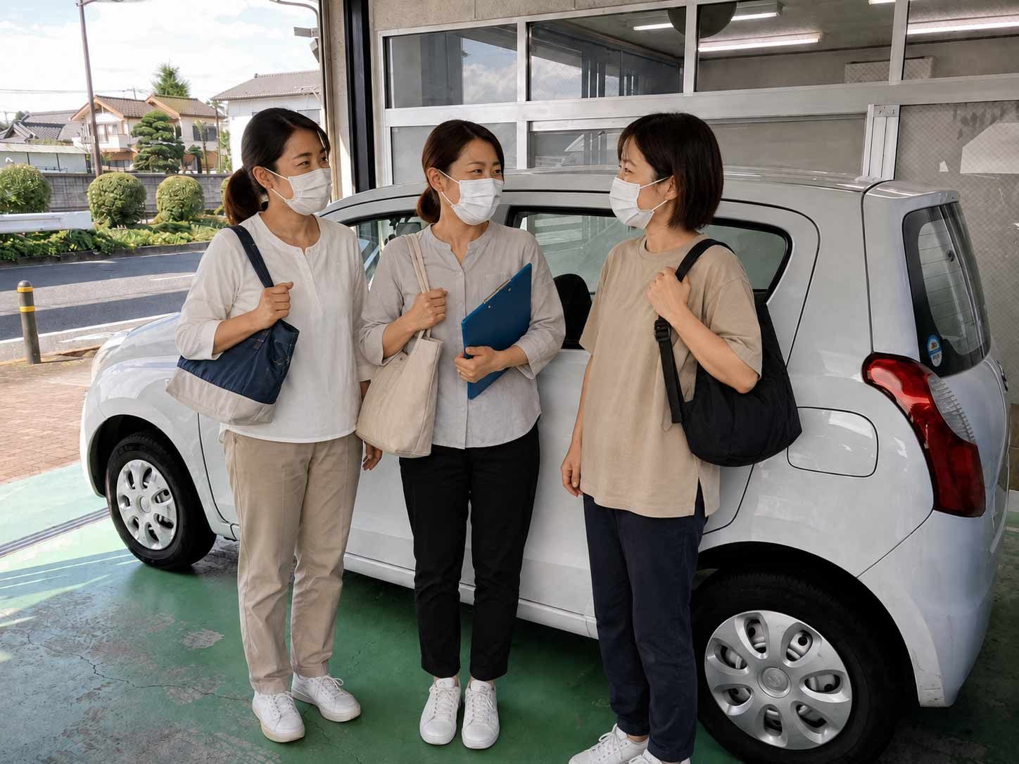 アルムの丘ケアステーションのヘルパーと訪問車